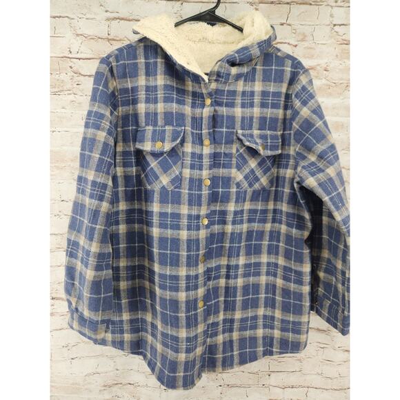 Unbranded Other - Blue Flannel Shacket Size Large Button Up Flannel Jacket NEW